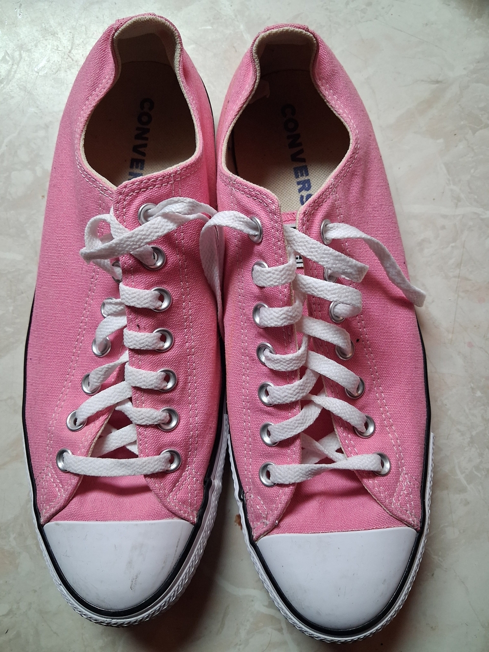 Converse Pink Low-Top Canvas Sneakers with White Laces
